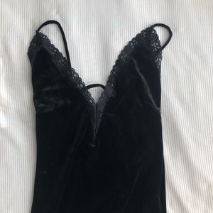 Black lace/velvet body suit